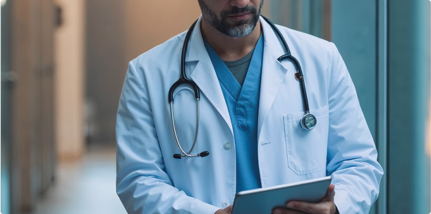 Médico com tablet